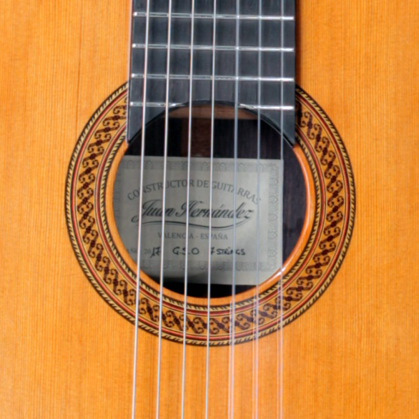 Juan Hernández brazilian7 string cedar rosewood label